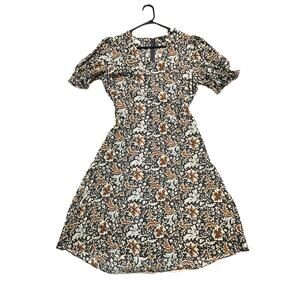 Ann Taylor LOFT Womens 10P Floral Puff Sleeve Romance Cottagecore Boho Flowy EUC